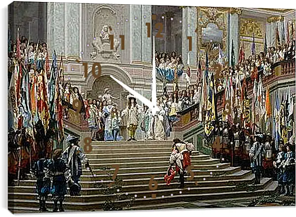Часы картина - Прием принца Конде Людовиком XIV в Версале в 1674 году. Жан-Леон Жером