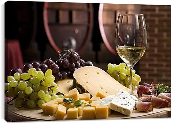 Постер на подрамнике - Сыры к вину. Винная симфония.