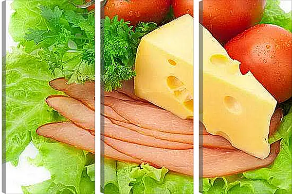 Модульная картина - Сыр и овощи. Свежесть на столе.