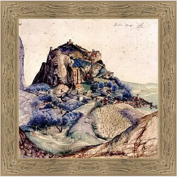 Картина в раме - View of Arco. Вид на долину Арно. Замок Арко. Альбрехт Дюрер