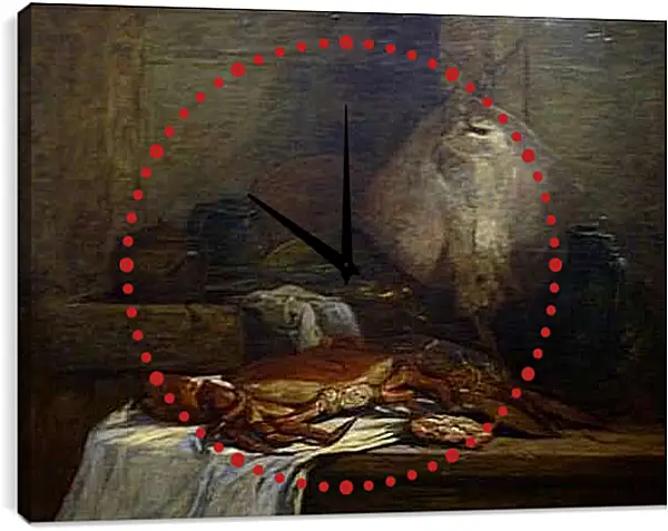 Часы картина - Nature morte a la raie. Эжен Буден