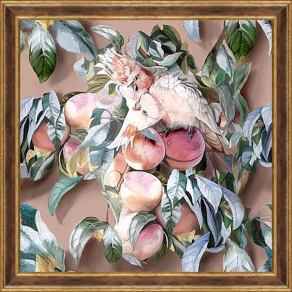 Картина в раме - Персиковый поцелуй. Интерьерный паттерн на основе авторской картины