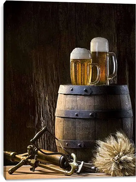 Постер на подрамнике - Бочонок с пивом. Пенное Настроение.