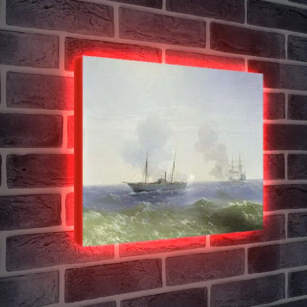 Лайтбокс световая панель - Бой парахода Веста. Иван Айвазовский