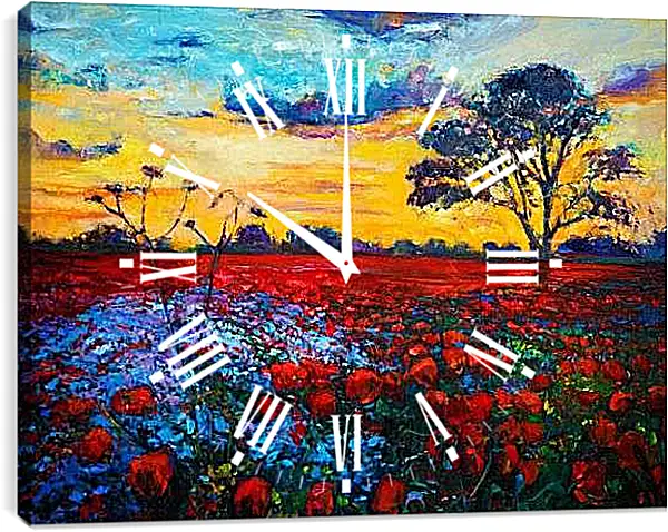 Часы картина - Маковое поле