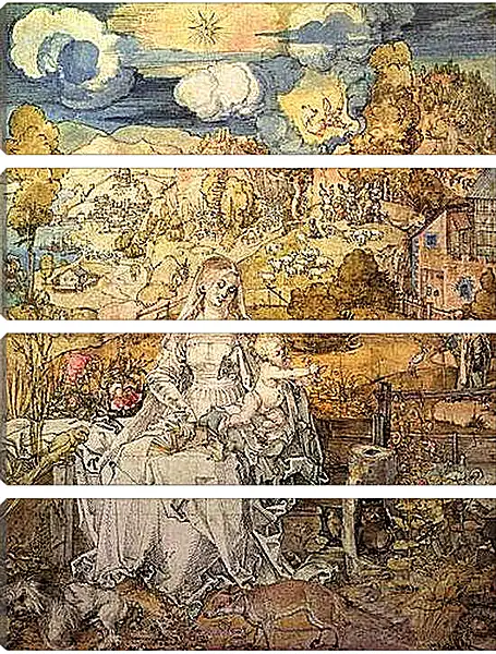 Модульная картина - Madonna with Animals. Богородица с Иисусом среди животных Альбрехт Дюрер