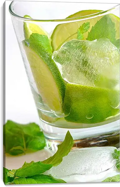 Постер на подрамнике - Стакан мохито. Свежесть лайма и мяты.