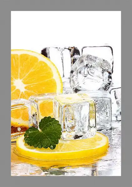 Картина в раме - Лед и лимон. Летняя Свежесть.