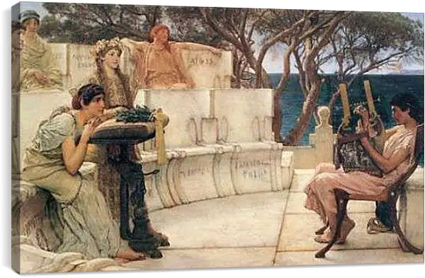 Постер на подрамнике - Sappho and Alcaeus. Лоуренс Альма-Тадема