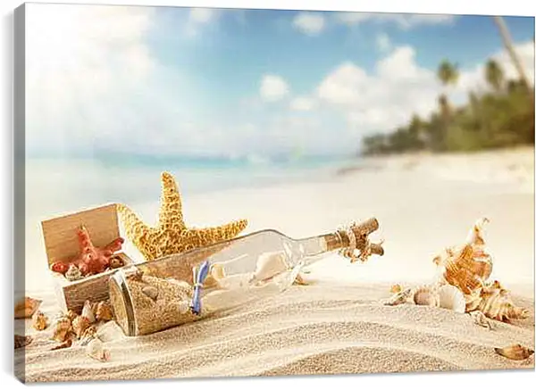 Постер на подрамнике - Пляж и морские звезды