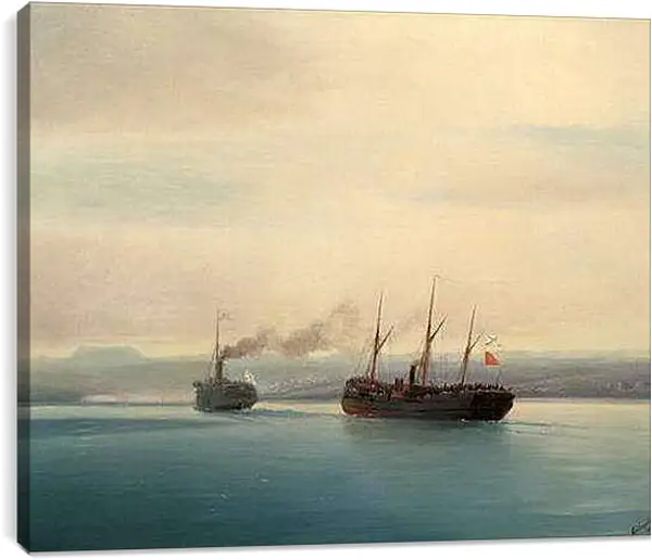 Постер на подрамнике - Захват турецкого крейсера Мерсина. Иван Айвазовский