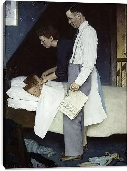 Постер на подрамнике - Свобода от страха. Норман Роквелл