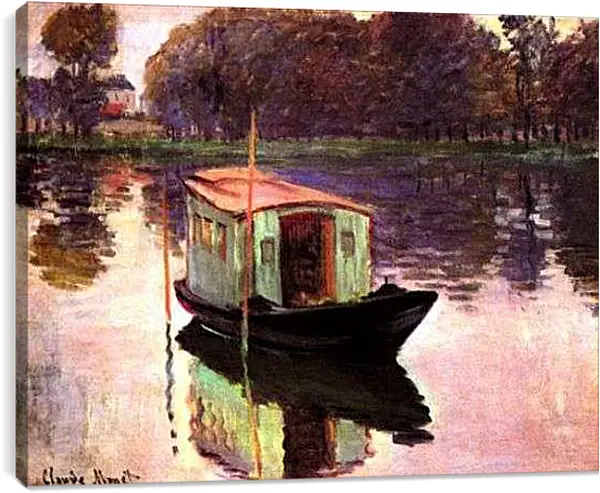 Постер на подрамнике - The Studio Boat. Клод Моне