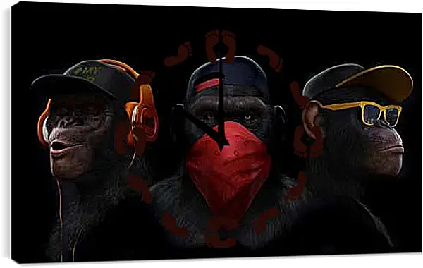 Часы картина - Три обезьяны