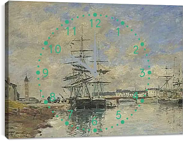 Часы картина - Deauville Harbour. Эжен Буден