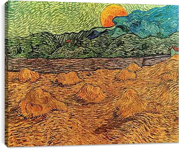 Постер на подрамнике - Evening Landscape with Rising Moon. Винсент Ван Гог