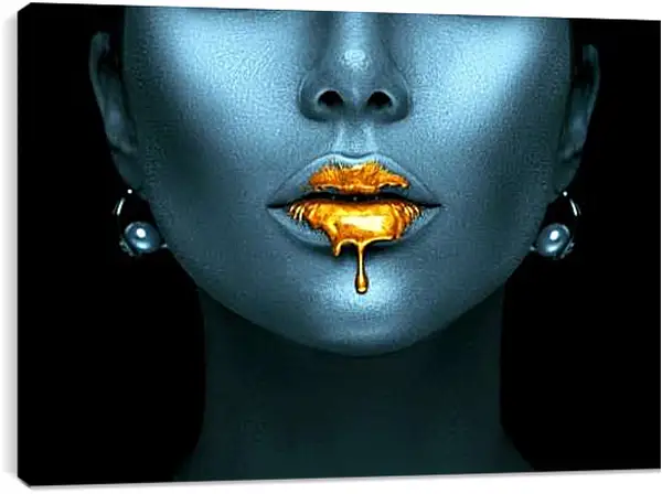 Постер на подрамнике - Золотые губы девушки