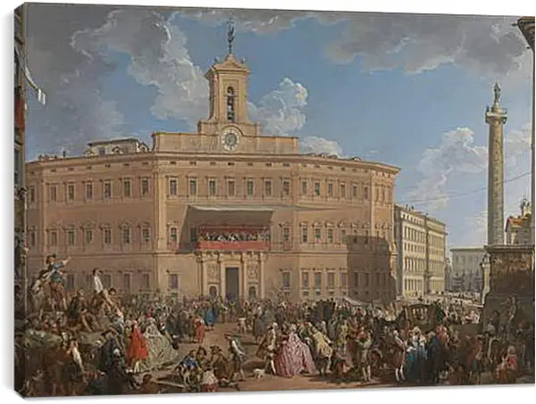 Постер на подрамнике - The Lottery in Piazza di Montecitorio. Джованни Паоло Панини