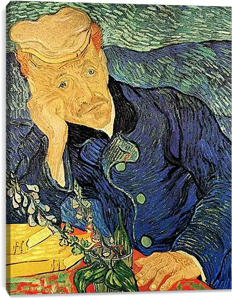 Постер на подрамнике - Portrait of Doctor Gachet 2. Портрет доктора Гаше. Винсент Ван Гог