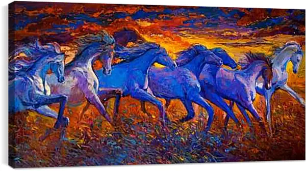 Постер на подрамнике - Лошади в поле