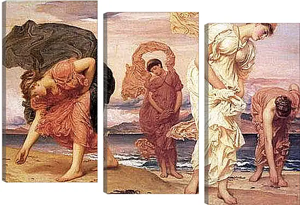 Модульная картина - Greek Girls Picking up Pebbles. Девушки-гречанки, собирающие гальку. Барон Фредерик Лейтон