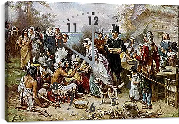 Часы картина - The First Thanksgiving. Жан-Леон Жером