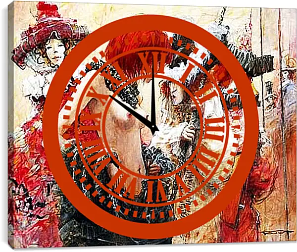 Часы картина - Рыжеволосая девушка. Эротика