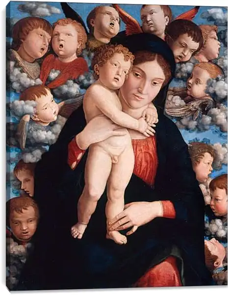 Постер на подрамнике - Мадонна с херувимами. Андреа Мантенья