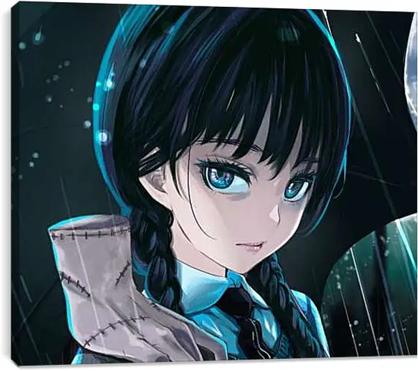 Постер на подрамнике - Уэнсдей Аддамс с цветными волосами и глазами