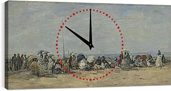 Часы картина - Beach Scene, Trouville. Эжен Буден