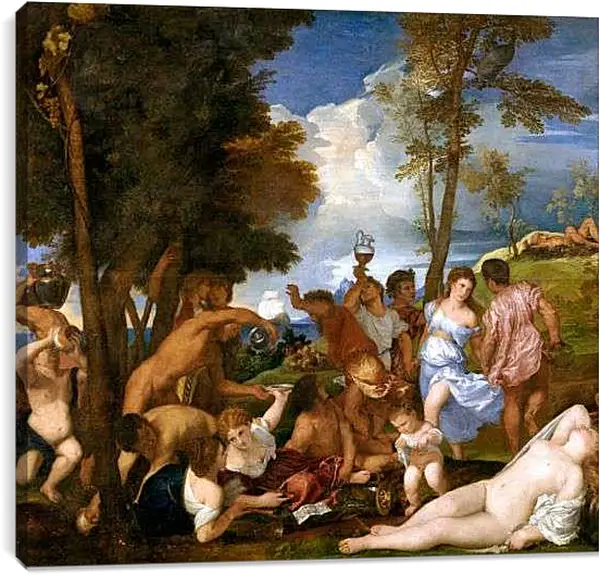 Постер на подрамнике - Вакханалия. Тициан Вечеллио