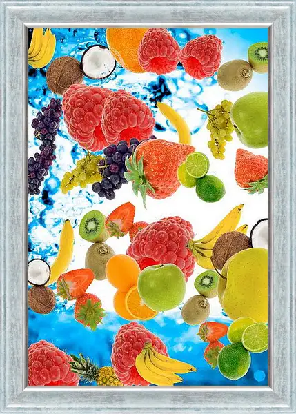 Картина в раме - Ягоды и фрукты. Фруктовый Взрыв.