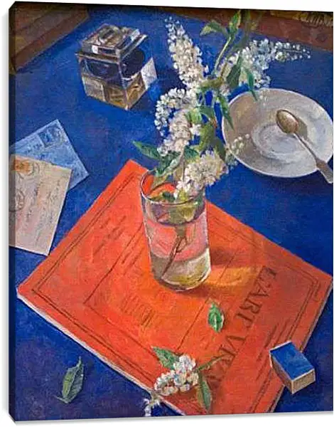 Постер на подрамнике - Натюрморт с сиренью. Петров-Водкин