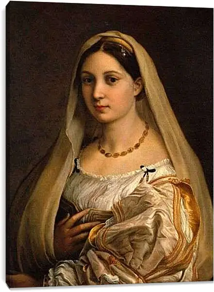 Постер на подрамнике - Донна Велата (Женщина под вуалью. Портрет Форнарины. Дама под покрывалом). Санти Рафаэль