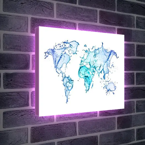 Лайтбокс световая панель - Карта из воды