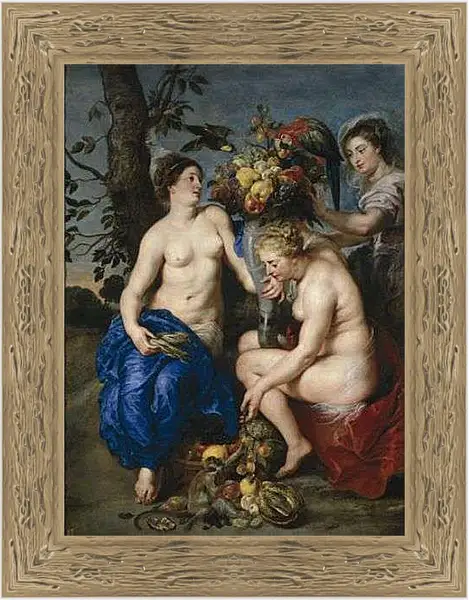 Картина в раме - Церера и две нимфы. Питер Пауль Рубенс
