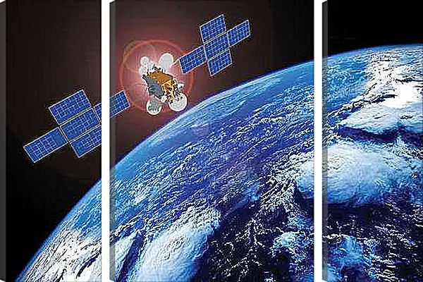 Модульная картина - Земля и спутник