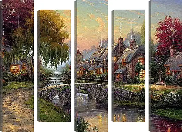 Модульная картина - Деревня в викторианском стиле