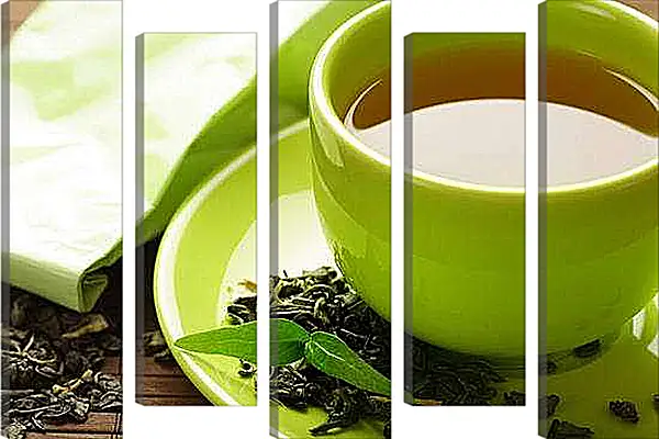 Модульная картина - Зеленый чай. Зелёная Гармония.