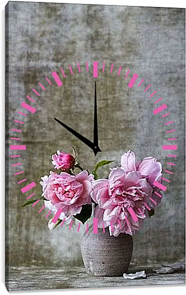 Часы картина - Пионы в вазе