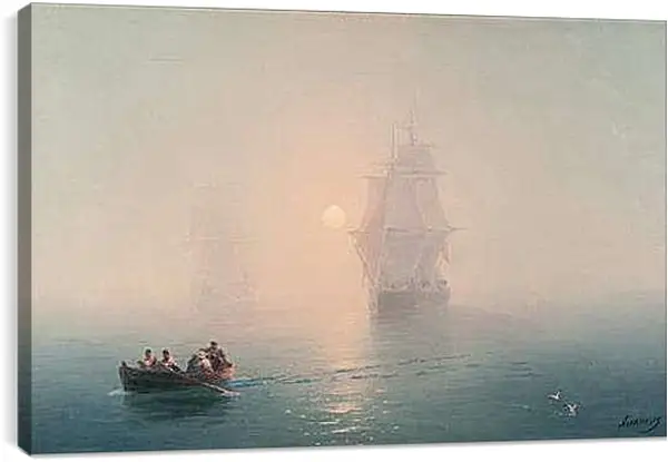 Постер на подрамнике - Военный Корабль. Иван Айвазовский