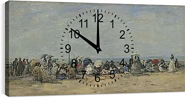Часы картина - Beach Scene, Trouville. Эжен Буден