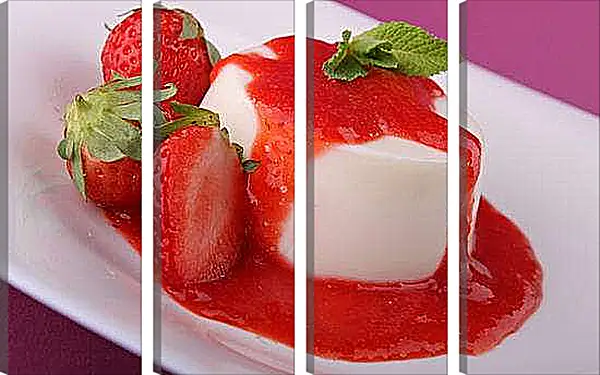 Модульная картина - Клубника и клубничный сок. Сладкое Утро.