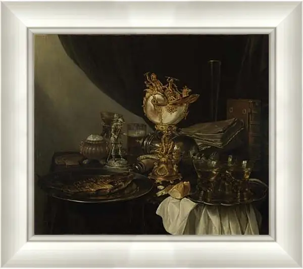 Картина в раме - Still Life with a Nautilus Cup. Натюрморт с чашкой. Виллем Клас Хеда