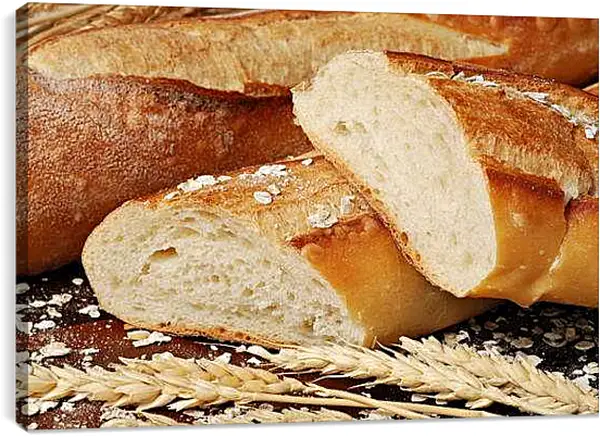 Постер на подрамнике - Белый хлеб. Аромат Хлеба.