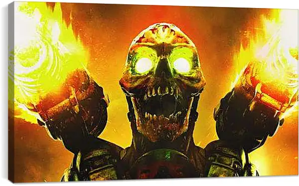 Постер на подрамнике - doom, skull, fire
