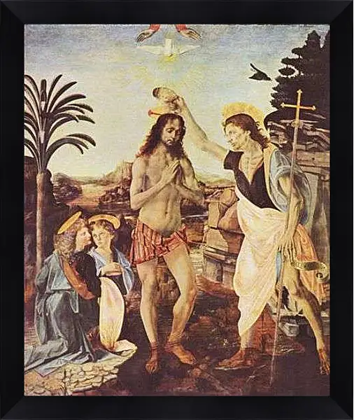 Картина в раме - Крещение Господне. Леонардо да Винчи