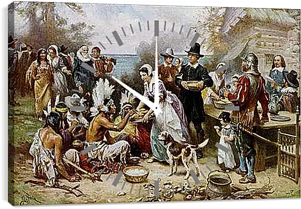 Часы картина - The First Thanksgiving. Жан-Леон Жером