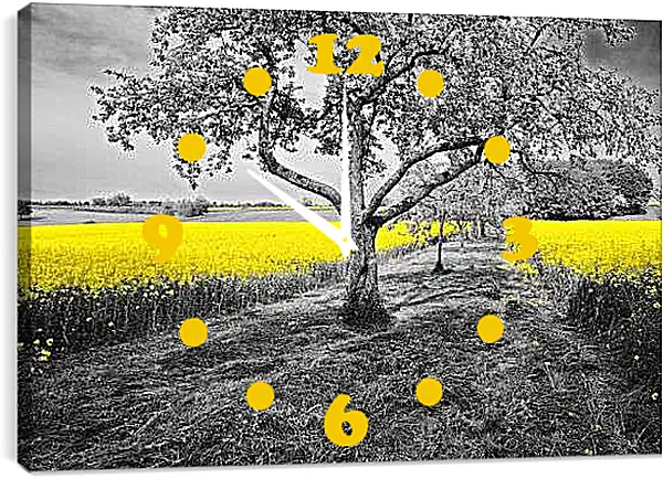 Часы картина - Поле жёлтых цветов