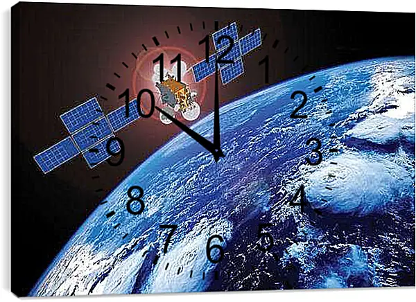 Часы картина - Земля и спутник